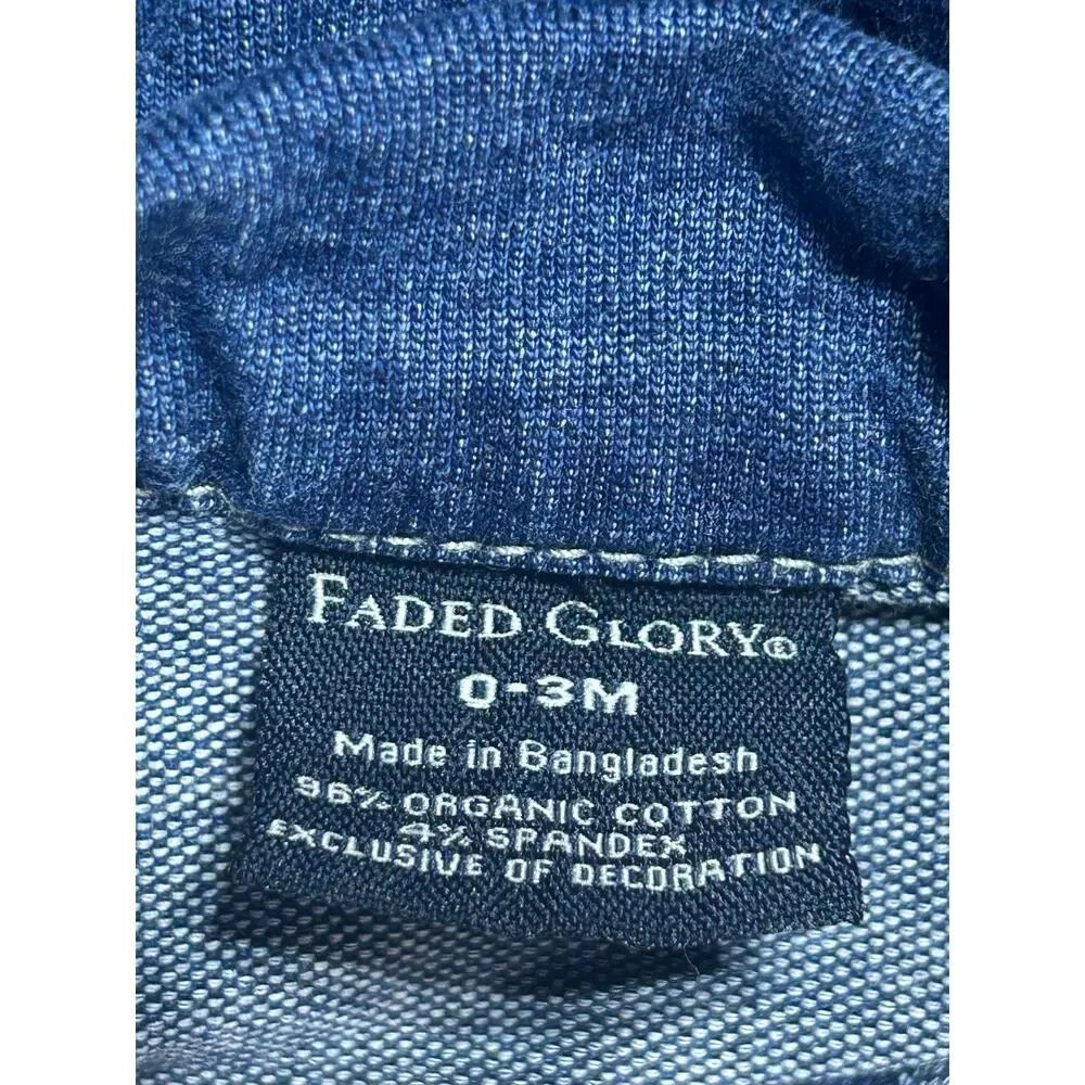 Faded Glory denim jacket small horse embroidery on lower right-side sz 0-3 mth